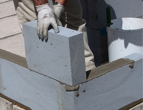 E-MIX mortar application on AAC brick